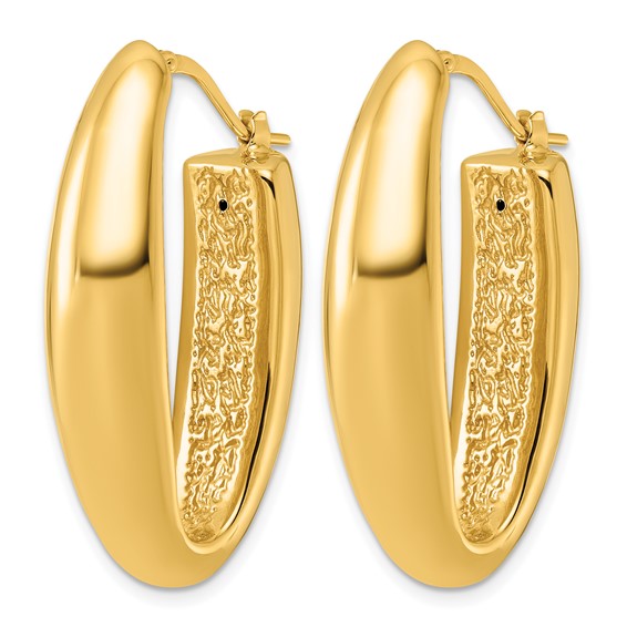 Herco 14K Polished Puffed Oval Hoop Earrings