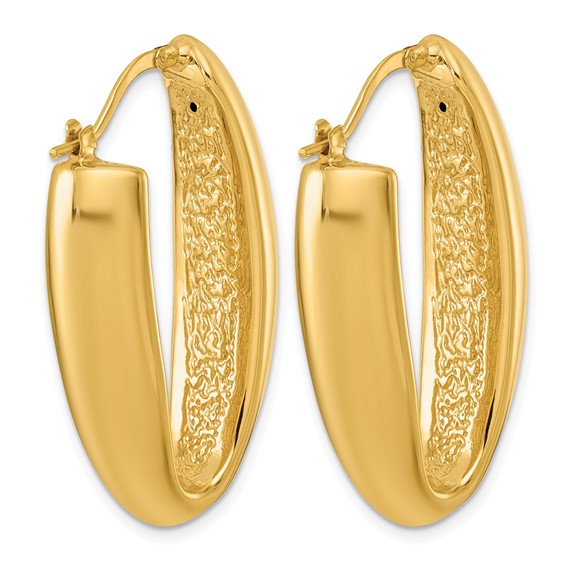 Herco 14K Polished Puffed Oval Hoop Earrings