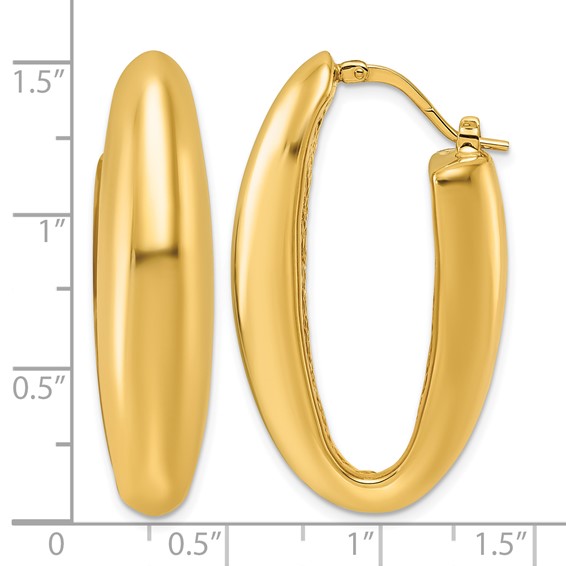 Herco 14K Polished Puffed Oval Hoop Earrings
