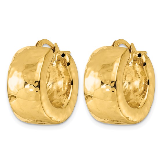 Herco 14K Polished Hammered 11mm Round Hoop Earrings