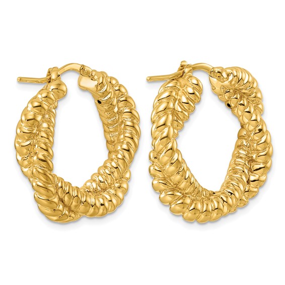 Herco 14K Polished Grooved and Twisted Hoop Earrings