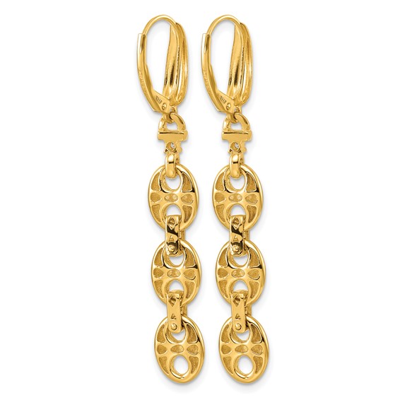 Herco 14K Polished Diamond Mariner Link Leverback Dangle Earrings
