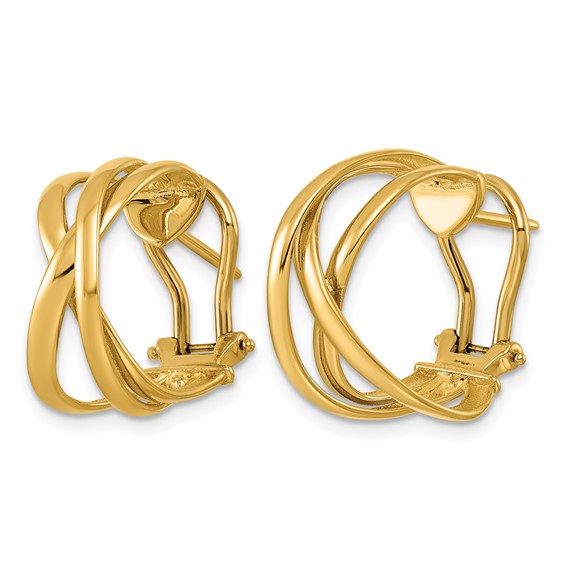 Herco 14K Polished Tri-Strand Omega Back Earrings