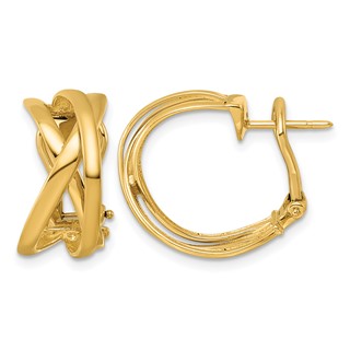 Herco 14K Polished Tri-Strand Omega Back Earrings