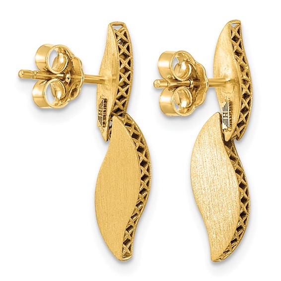 Herco 14k Polished Diamond Leaf Drop Post Earring