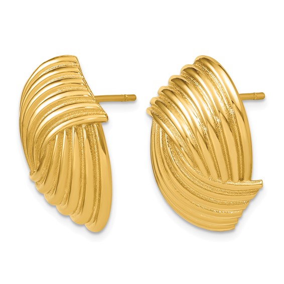 Herco 14K Polished and Grooved Post Earrings