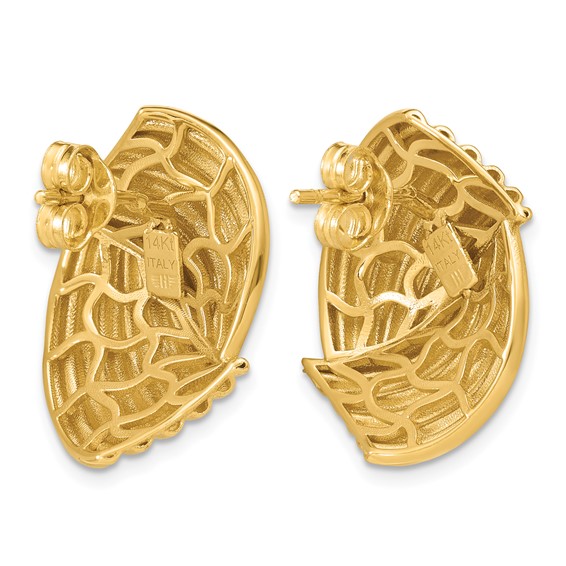 Herco 14K Polished and Grooved Post Earrings