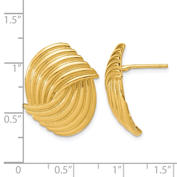 Herco 14K Polished and Grooved Post Earrings