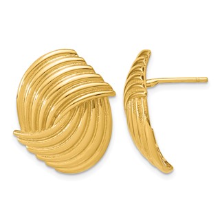 Herco 14K Polished and Grooved Post Earrings