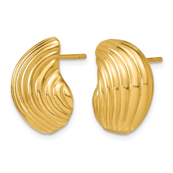 Herco 14K Polished and Grooved Teardrop Post Earrings