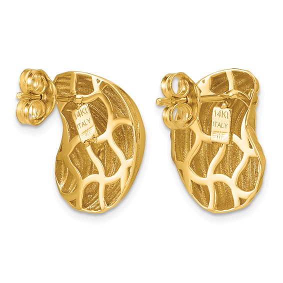 Herco 14K Polished and Grooved Teardrop Post Earrings