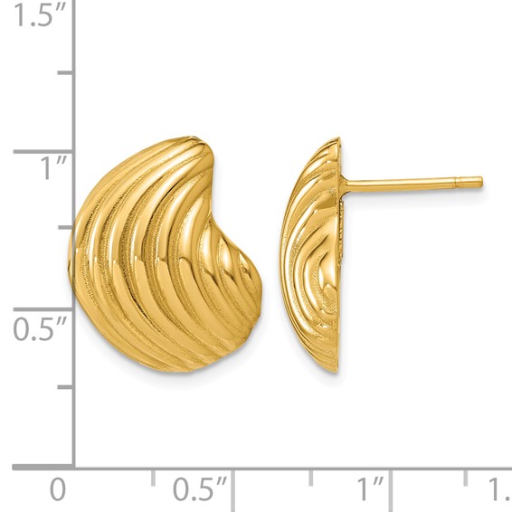 Herco 14K Polished and Grooved Teardrop Post Earrings