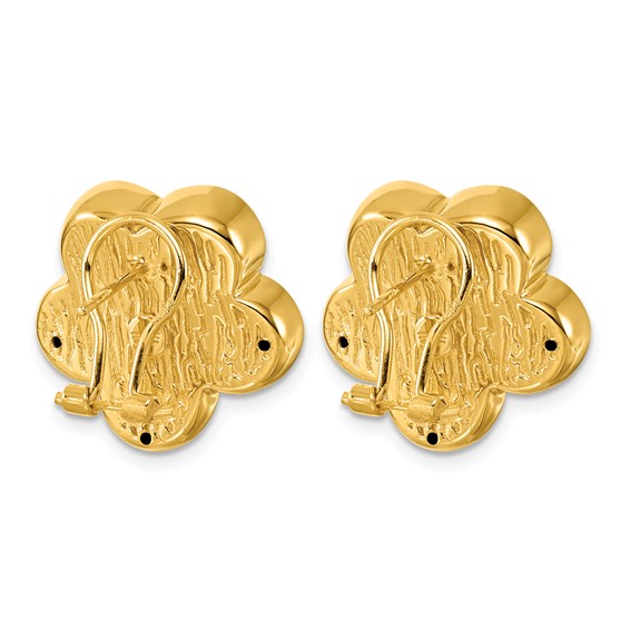Herco 14K Polished Flower Omega Back Earrings