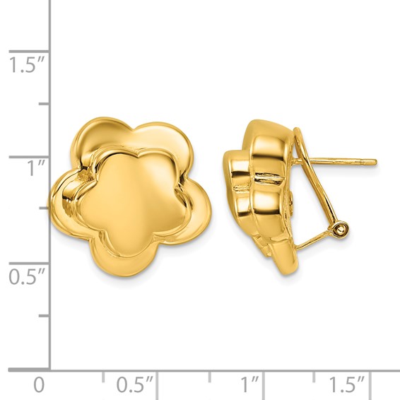 Herco 14K Polished Flower Omega Back Earrings