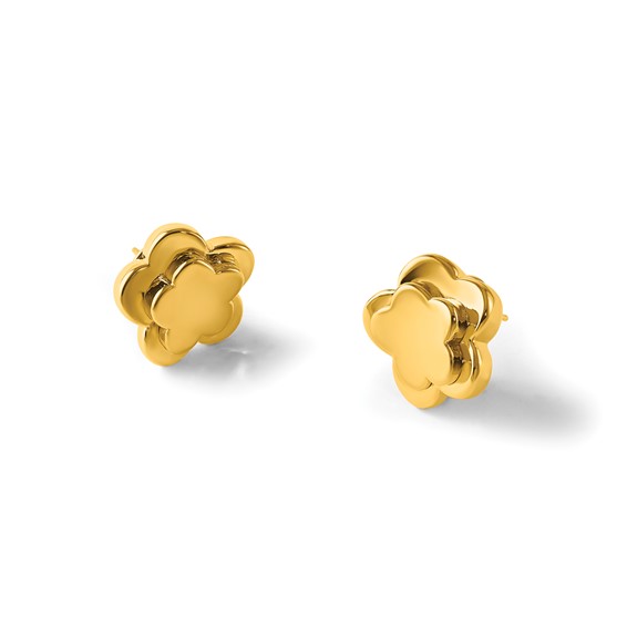 Herco 14K Polished Flower Omega Back Earrings