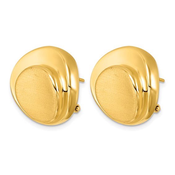 Herco 14K Polished and Brushed Omega Back Earrings
