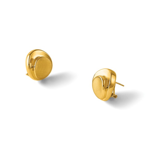 Herco 14K Polished and Brushed Omega Back Earrings