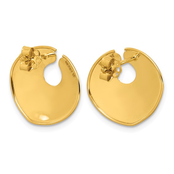 Herco 14K Polished Solid Disc Pendant Post Earrings