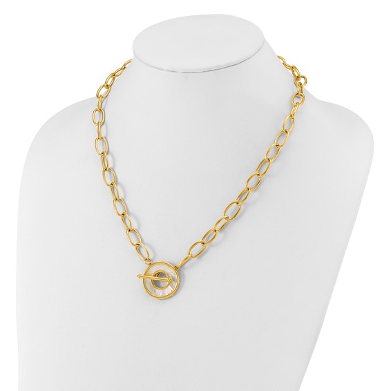 Herco 14K Polished Mother of Pearl Disc Oval Link Toggle Necklace