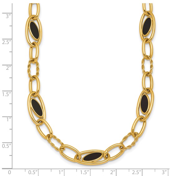 Herco 14K Polished & Twisted Onyx Oval Link Necklace