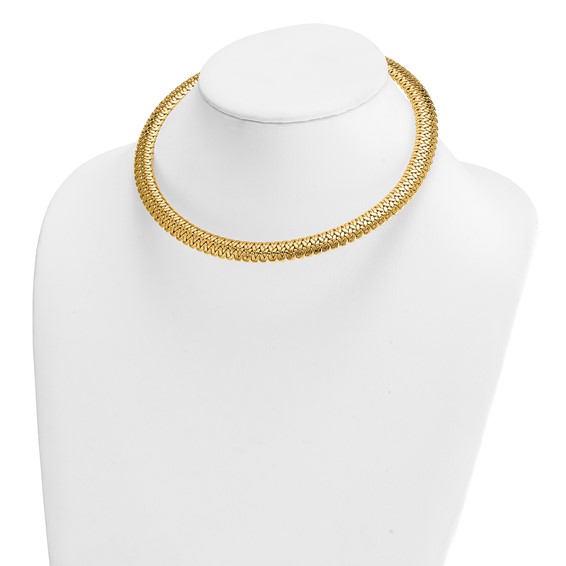 Herco 14K Polished Fancy Woven Link Collar Necklace