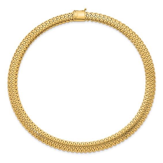 Herco 14K Polished Fancy Woven Link Collar Necklace