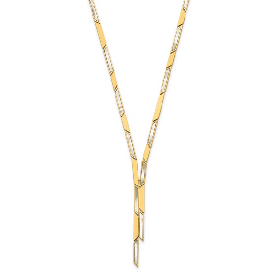 Herco 14K Polished Geometric Mother of Pearl Drop Necklace