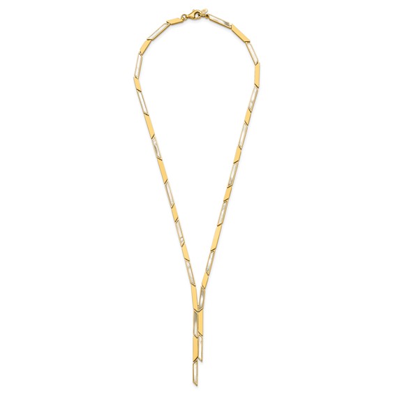 Herco 14K Polished Geometric Mother of Pearl Drop Necklace