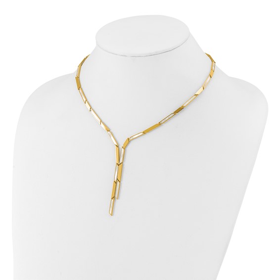 Herco 14K Polished Geometric Mother of Pearl Drop Necklace