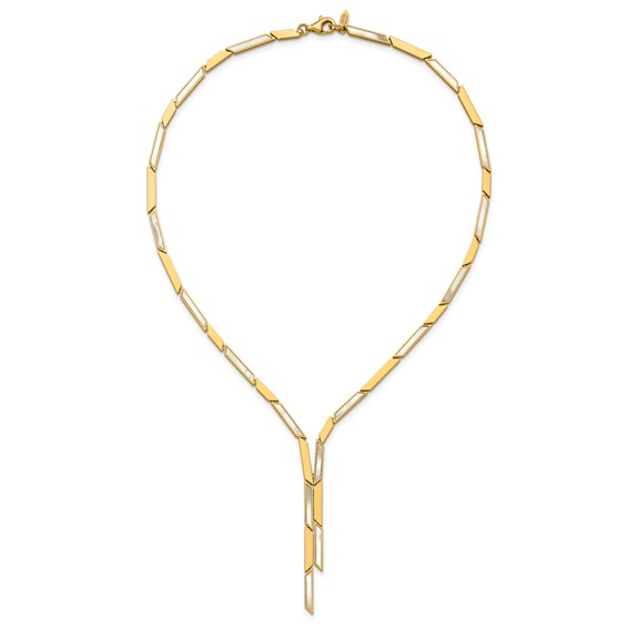 Herco 14K Polished Geometric Mother of Pearl Drop Necklace
