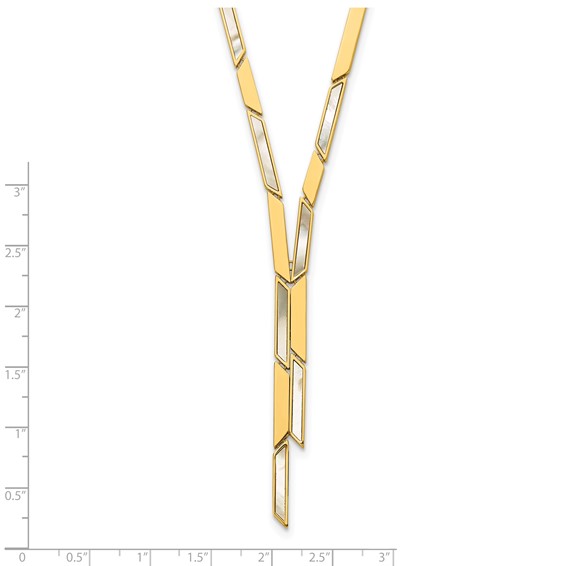 Herco 14K Polished Geometric Mother of Pearl Drop Necklace