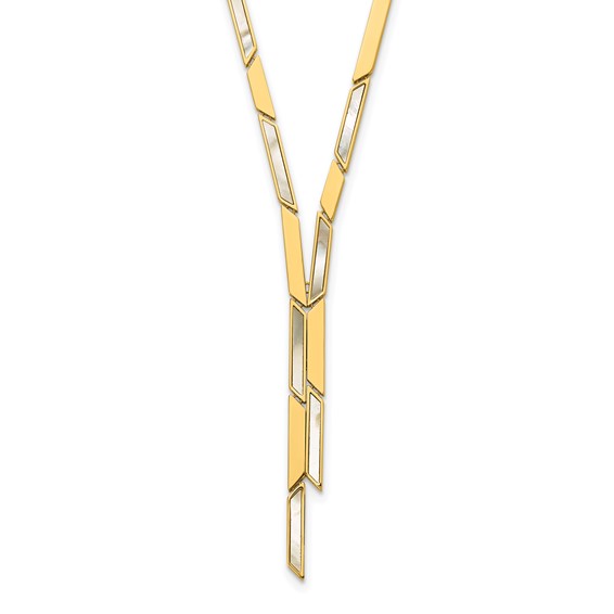 Herco 14K Polished Geometric Mother of Pearl Drop Necklace
