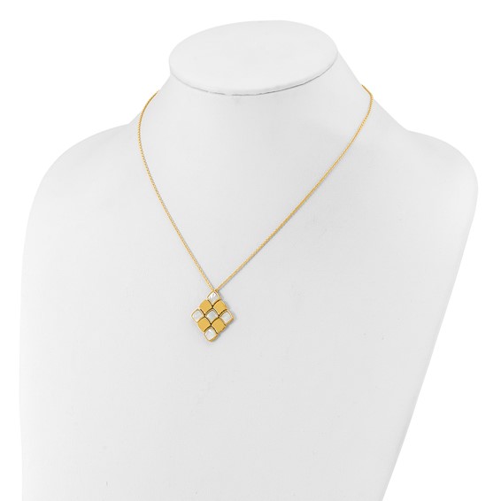 Herco 14K Polished Scalloped Mother of Pearl w/ 1.25in Ext Necklace