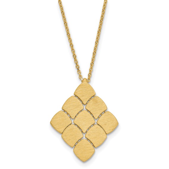 Herco 14K Polished Scalloped Mother of Pearl w/ 1.25in Ext Necklace