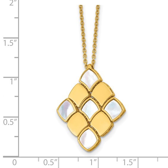 Herco 14K Polished Scalloped Mother of Pearl w/ 1.25in Ext Necklace