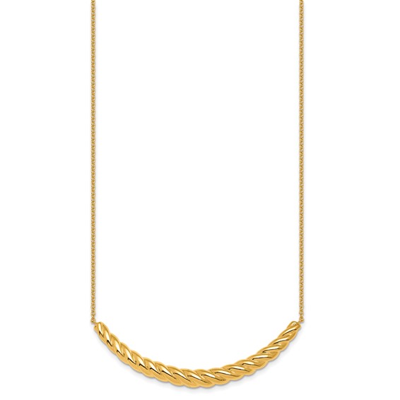Herco 14K Polished Twisted Curved Bar w/2in Ext. Necklace