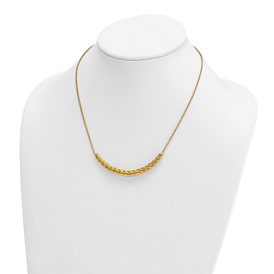 Herco 14K Polished Twisted Curved Bar w/2in Ext. Necklace