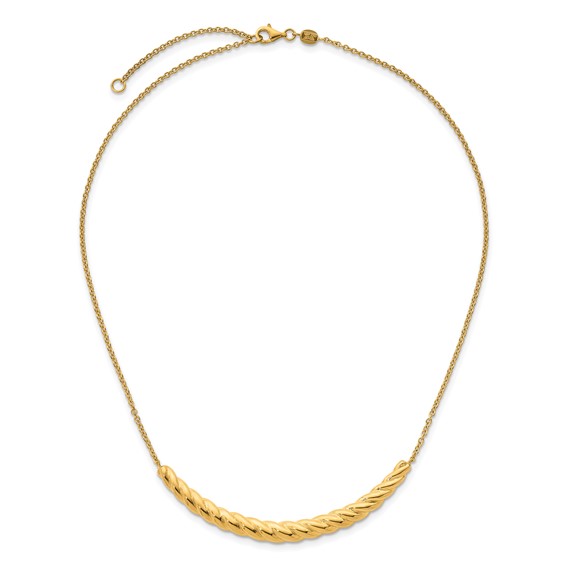Herco 14K Polished Twisted Curved Bar w/2in Ext. Necklace