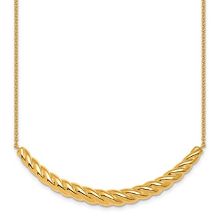 Herco 14K Polished Twisted Curved Bar w/2in Ext. Necklace