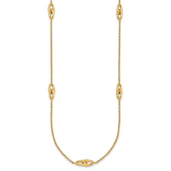 Herco 14K Polished Double Link Station Necklace