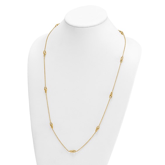 Herco 14K Polished Double Link Station Necklace