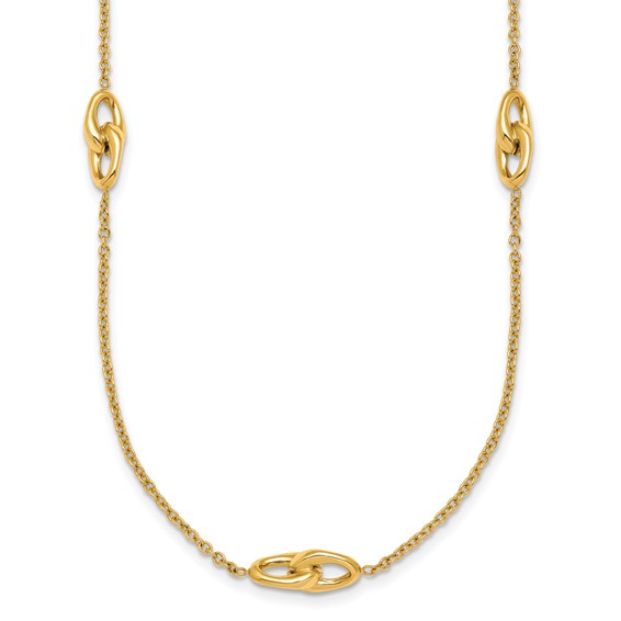 Herco 14K Polished Double Link Station Necklace