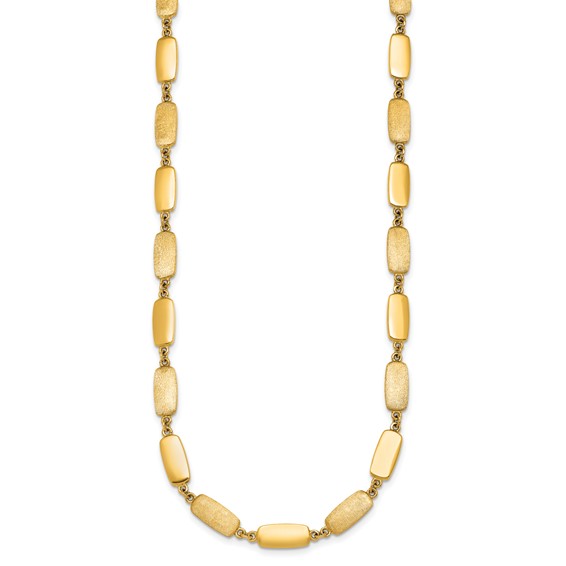 Herco 14K Polished and Satin Rectangular Link Necklace