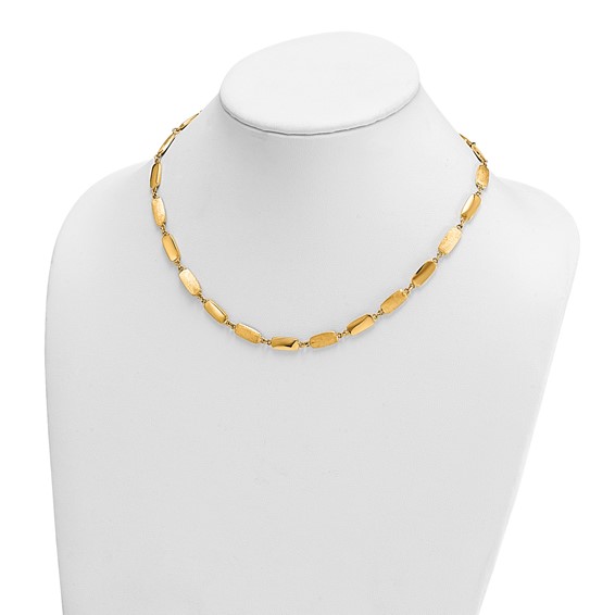 Herco 14K Polished and Satin Rectangular Link Necklace