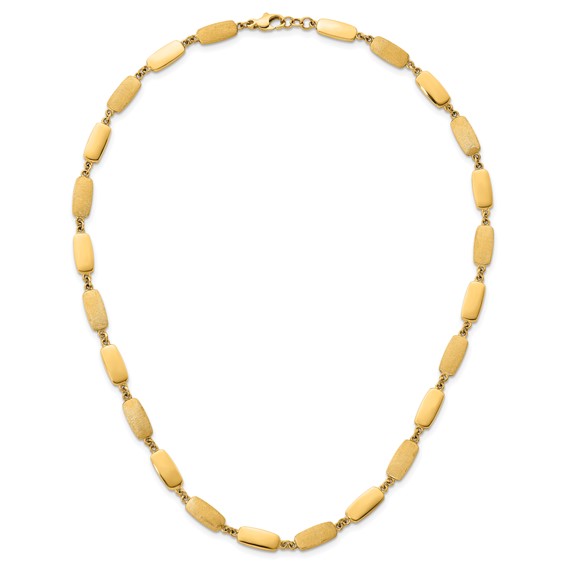 Herco 14K Polished and Satin Rectangular Link Necklace