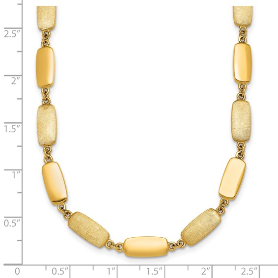 Herco 14K Polished and Satin Rectangular Link Necklace