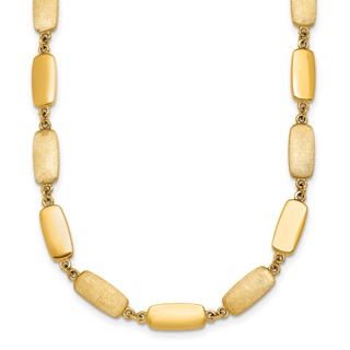 Herco 14K Polished and Satin Rectangular Link Necklace
