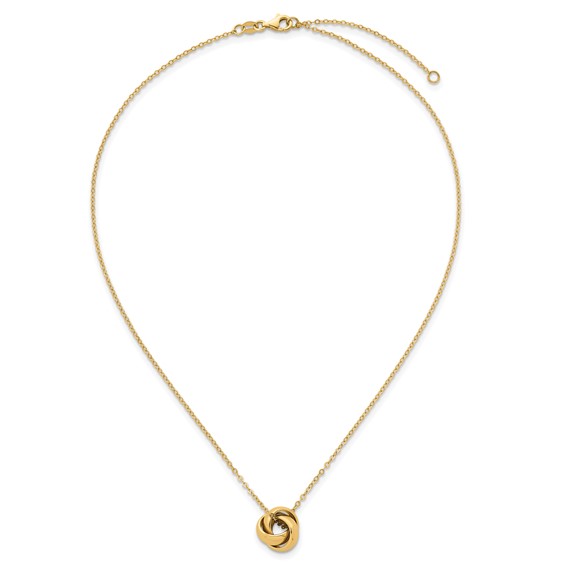 Herco 14K Polished Love Knot with 2 Inch Extension Necklace
