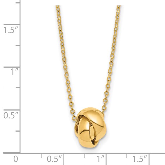 Herco 14K Polished Love Knot with 2 Inch Extension Necklace