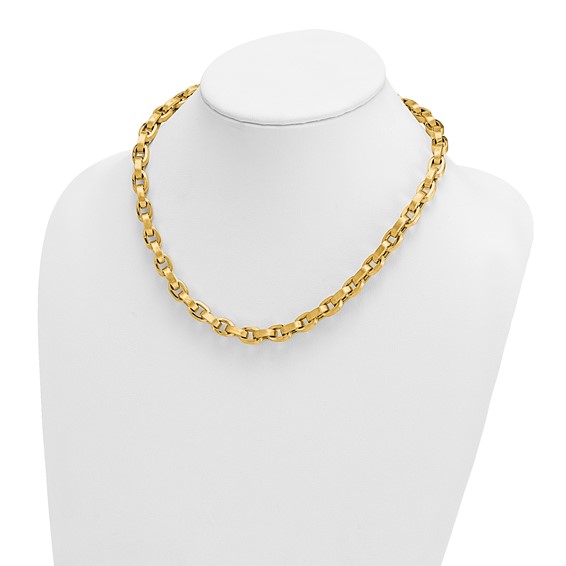 Herco Gold Polished and Brushed Fancy Cable Link Necklaces